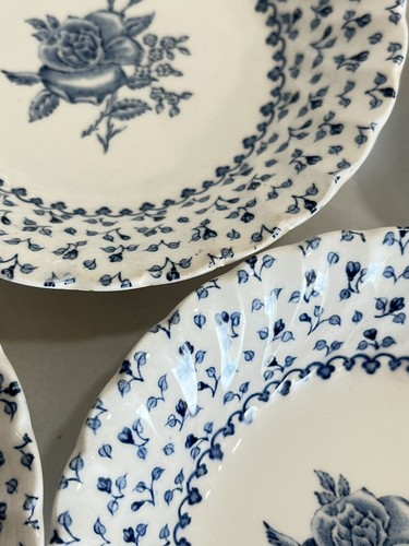 Rose Bouquet Blue Johnson Bros Fruit Bowls Set Of 4 - Picture 10 of 11