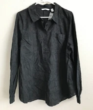Isaac Mizrahi Live! Burnout Button Front Shirt - Black (Sz L) a596709 --