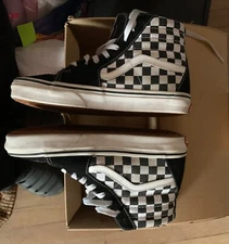 Size 5.5 - VANS Sk8- High Paint Drip Checkerboard