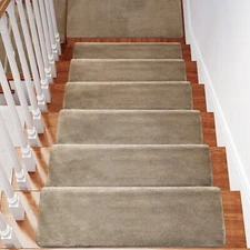 PURE ERA Bullnose Plush Soft Carpet Stair Treads 14pc Set Non-Slip Self Adhesive