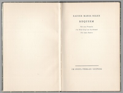 Insel-Bücherei 30 Rainer Maria Rilke Requiem Erstausgabe als Insel-Bücherei 1930