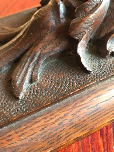 *Antique Architectural 4 Panels Grotesque Hand Carved Wood in Relief 27cmx 11cm - Foto 5 di 14