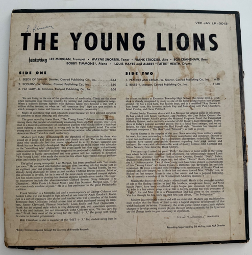 The Young Lions LP - Mono Vee-Jay 3013 - DG - Lee Morgan Wayne Shorter - Imagen 2 de 4
