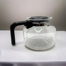 Mr Coffee Glass Replacement Pot Carafe 10 Cup Brown Flowers Excellent Condition