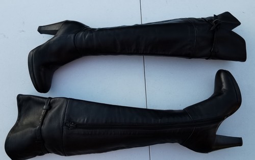 CODICI E SEGNI Sz 35 Or 4 Black Leather Over Knee Zip Boots - Picture 3 of 17