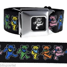 Grateful Dead Marching Dancing Bears Seat Licensed Seatbelt New Buckle Down Belt