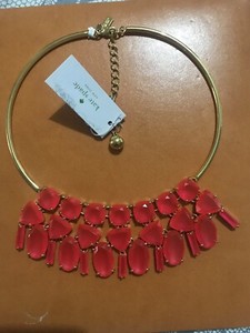 Authentic $398 Kate Spade Gold Plated Caberet Pink Necklace Mala Vegas Jewel Fall Orange