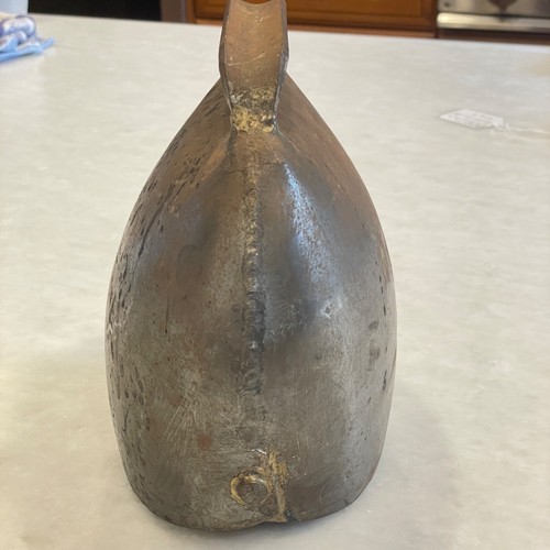 Antique J Furmann Bulle Swiss Cow Bell Large Metal w/ Handle & Clapper Primitive - Picture 4 of 10