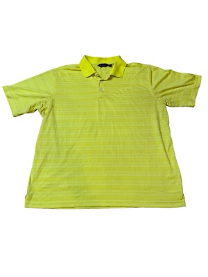 Walter Hagen Men's Golf Polo Shirt Size Large Yellow Short Sleeve Striped  Flaw