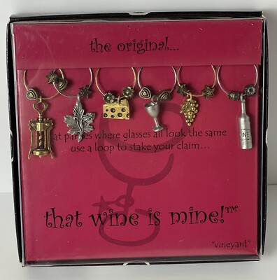 The Original  That Wine is Mine!    Wine Glass Charms, Set of 6 New