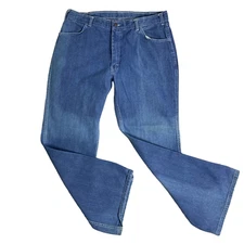 Vintage 70s Branded Lion Denim Jeans Mens 32 Med Wash Boot Cut Flare Pockets