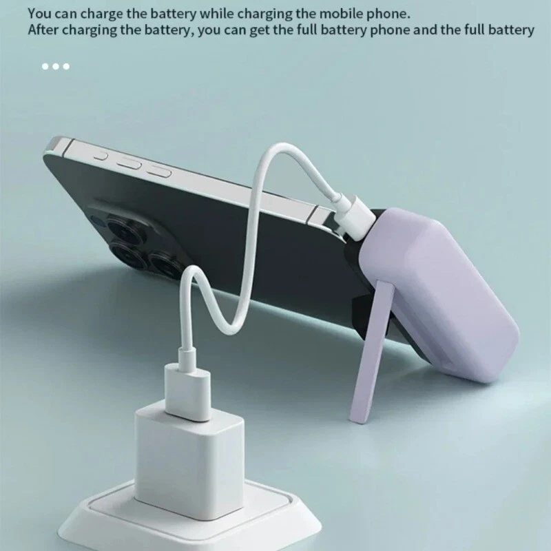 Cargador rápido portátil 5000 mAh mini banco de alimentación batería externa para iPhone tipo C Foto 3 de 4