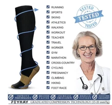 Copper Infused Medias Calcetines De Compresion 15-20mmHg Graduated Support Socks
