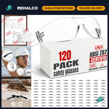 Clear Safety Glasses for Men Women - 120 Pack, ANSI Z87.1 Certified, Protectiv