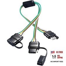NEWSUN 4 Pin to 4 Pin Trailer Light Wiring Connector Adapter, 1 to 2 Way 17.5"