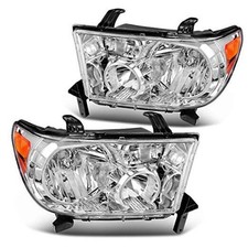 Headlight Assembly Compatible with OE - Chrome/Amber/Clear Fit 07-13 Tundra