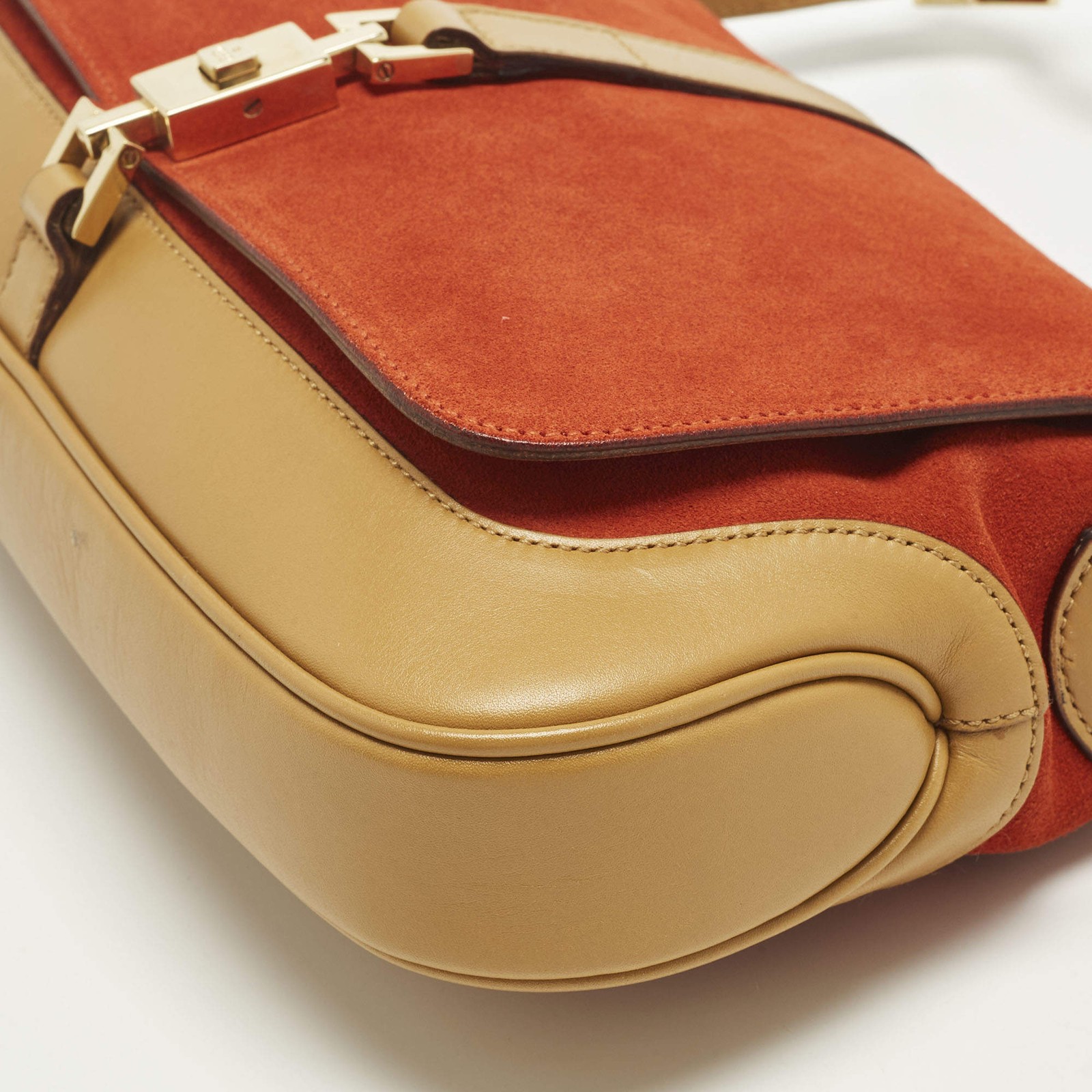 Gucci Jackie O Flap TanOrange Leather and Suede Shoulder Bag thumbnail 17