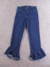 PAIGE 29 Flora Frayed Hem Jeans Merritt Wash Denim Jeans Blue Cotton Blend
