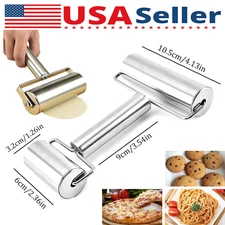Double Dough Rolling Pin Stainless Steel For Pastry Pizza Baking Cookies Pies