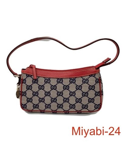 Gucci GG Canvas Accessory Pouch Red Beige Women's Handbag, Very Good