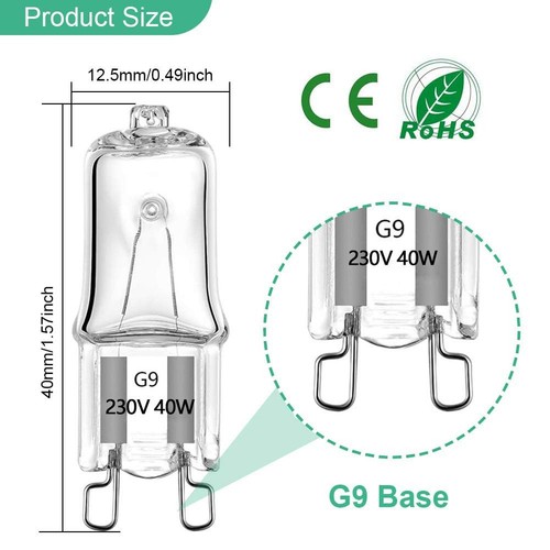 lampadine g9 10 pezzi lampadina alogena 40W 230V 2900K 480LM Dimmerabile Bianco - Foto 10 di 12