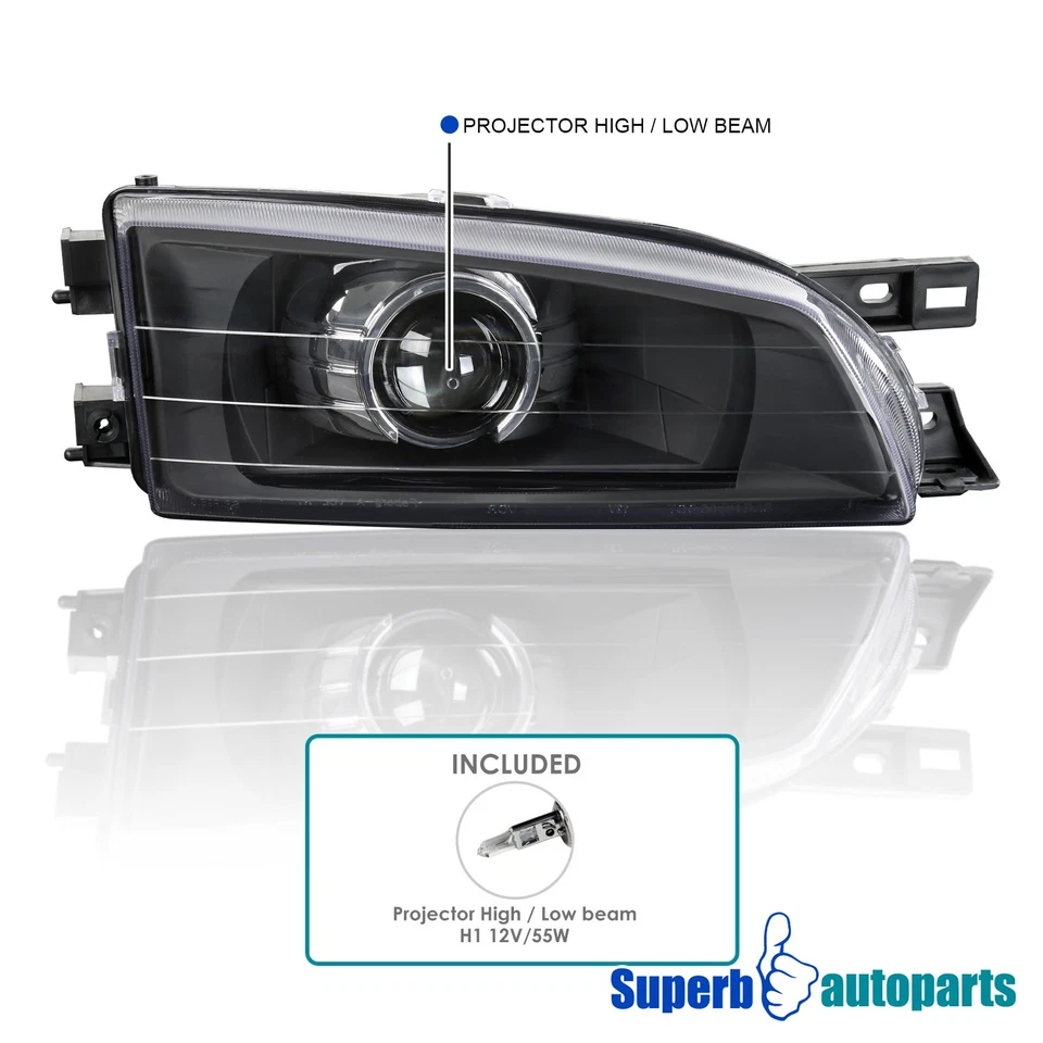 Fits 1995-2001 Subaru Impreza Black Retro Projector Headlights Head Lamps 95-01 - Image 3 of 4