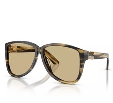 Miu Miu MU A08S STRIPED LODEN/LIGHT YELLOW 25E1OR Sunglasses