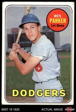 1969 Topps #493 Wes Parker Yellow Name Dodgers COMMON VARIATION 2 - GOOD