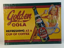 Sun-Drop Golden Girl Cola Refreshing 17-3/8" Kool Collectibles Tin Sign