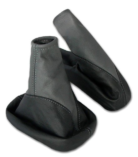 Schaltsack + Handbremsmanschette OPEL CORSA C 100% ECHTLEDER schwarz grau - Bild 1 von 1