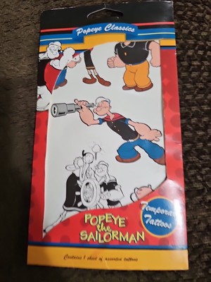 Vintage 2003 Popeye the Sailorman temporary tattoos. 1 sheet of assorted tattoos
