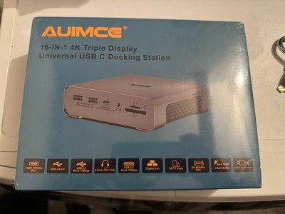 Auimce 16 in 1 4K 3 Display Universal USB C Docking Station 2 HDMI DP 4K@60Hz