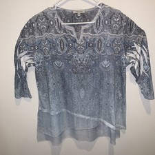 Jess&Jane Tunic Top Embellished High Low Hem XL Made In USA