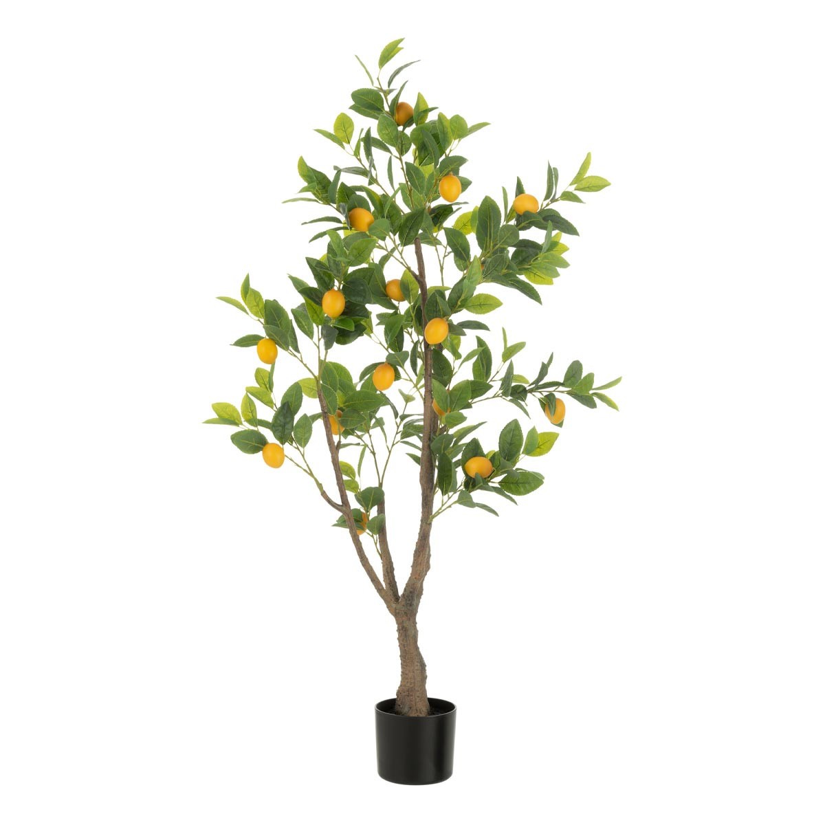 Citronnier artificiel haut de gamme 130cm avec tronc aspect naturel en bois