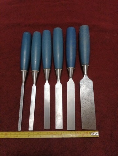 Vintage Six Stanley 5002 Bevelled Edged Wood Chisels Made In England - Picture 8 of 9