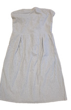Old Navy Womens Classic Strapless Stretch Gray White Stripe Pleat Zip Dress L