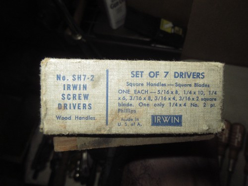 7 Vtg unused Irwin Nu-Series Screwdrivers Set w/original box 1 is unbranded READ - Picture 9 of 20