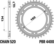 PBR Rear Sprocket for HONDA 1000 VTR SP01/SP-2 (Mod.520) 2000-2006 Black in Stee