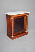 Antique English Regency pier cabinet bookcase 1815 Brazilian rosewood marble top
