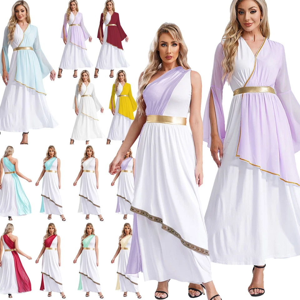 Maxi Vestido Disfraz Para Mujer Antigua Griega Griega Reina Romana Princesa Adulto Foto 2 de 3