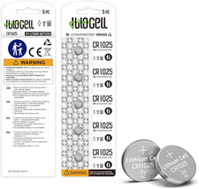 CR1025 Lithium 3V Coin Battery 5 Pack, 3 Volt CR 1025 Button Cell Batteries, Dur