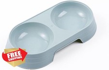 Small Dog Cat Food Water Bowls: Double Feeder, Grey, Portable