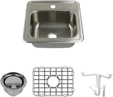 15" Brushed Stainless Steel Drop-In Single-Bowl Kitchen Sink Kit