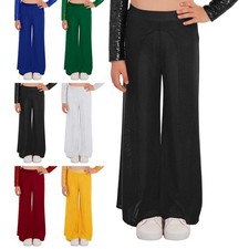 Kids Girls Pants Waistband Trousers Liturgical Costume Wide-Leg Dance Modern