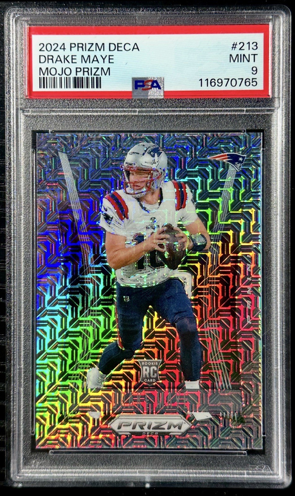 2024 Prizm Deca Drake Maye Mojo Prizm /30 PSA 9 MINT Rookie #213 Patriots