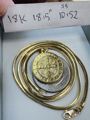 New 18K 750 Saudi Real Fine Gold SanPioda Set Necklace 18/18.5” Inch 10.53g - Picture 23 of 24