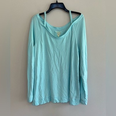 Lilly Pulitzer Luxletic Long Sleeve Open Shoulder Pullover Shirt, Blue/Teal, XL