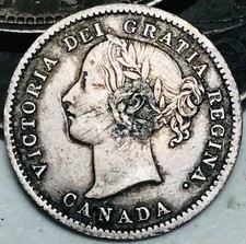 1800s Canadian Victoria Dime 10C Love Token Silver Coin CC27028