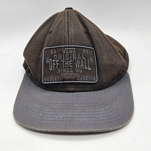 Vans Off The Wall Snapback Unisex Skater Hat Faded Black/Gray Straight Bill
