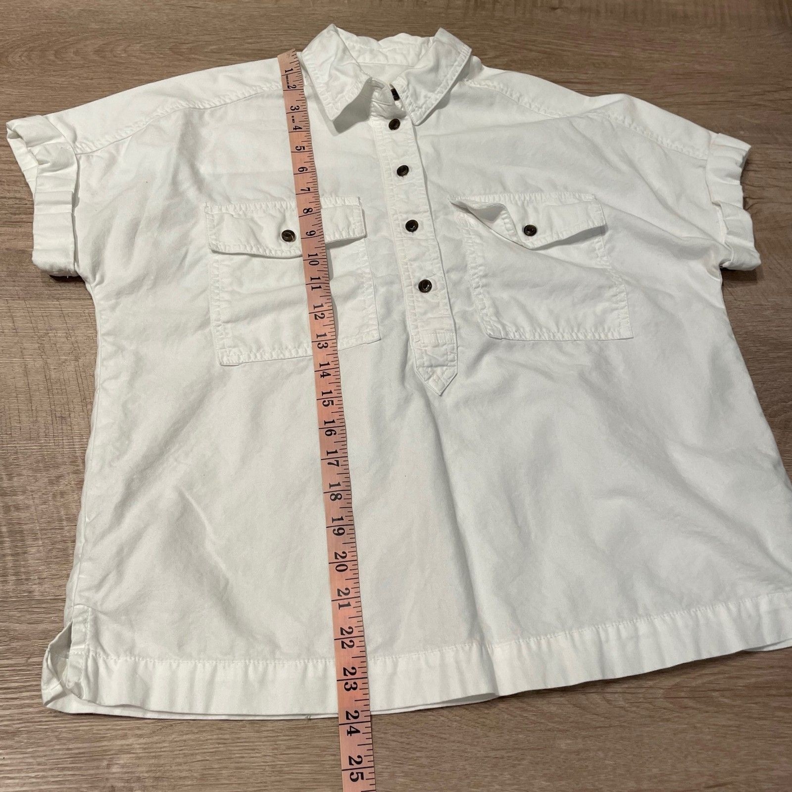 Universal Thread White Boxy Oversized Collared Po… - image 6